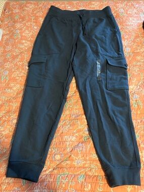Men's Black Cargo Joggers with Drawstring Waist